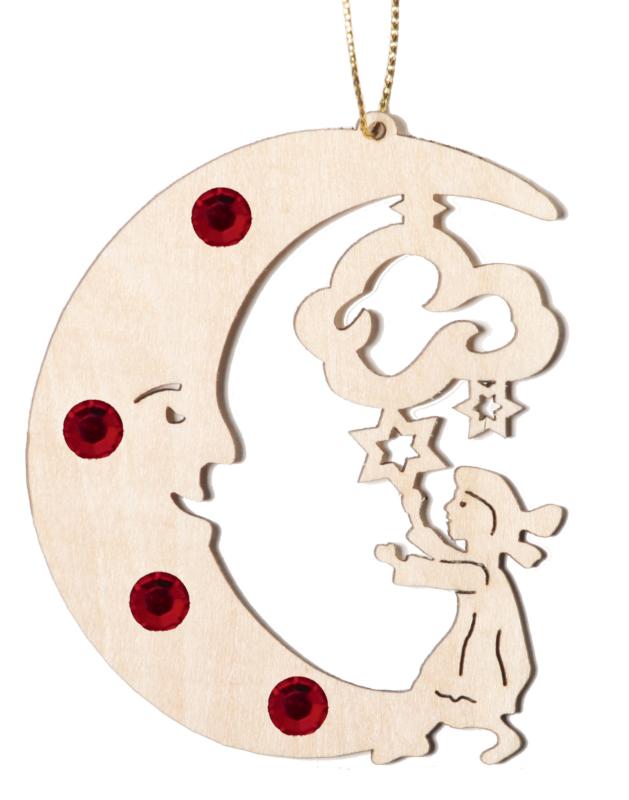 Lune avec enfant et cristaux de Swarovski