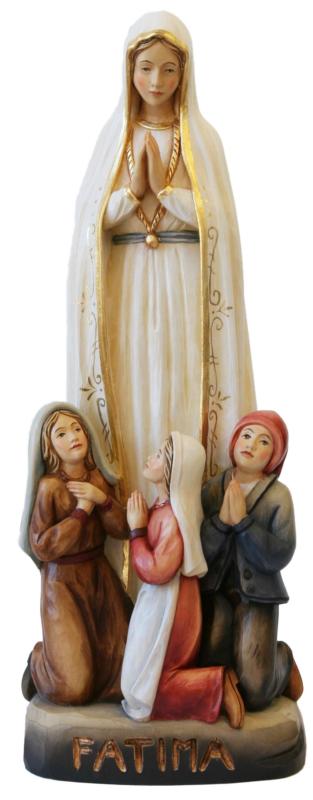 Notre-Dame de Fatima pèlerine avec les trois enfants bergers en fibre de verre