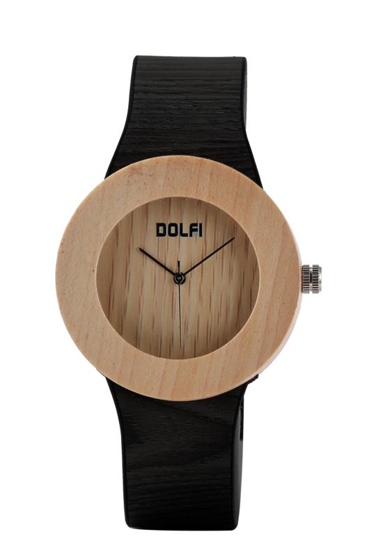 Montre pour dames en bois et bracelet en faux cuir, Elias
