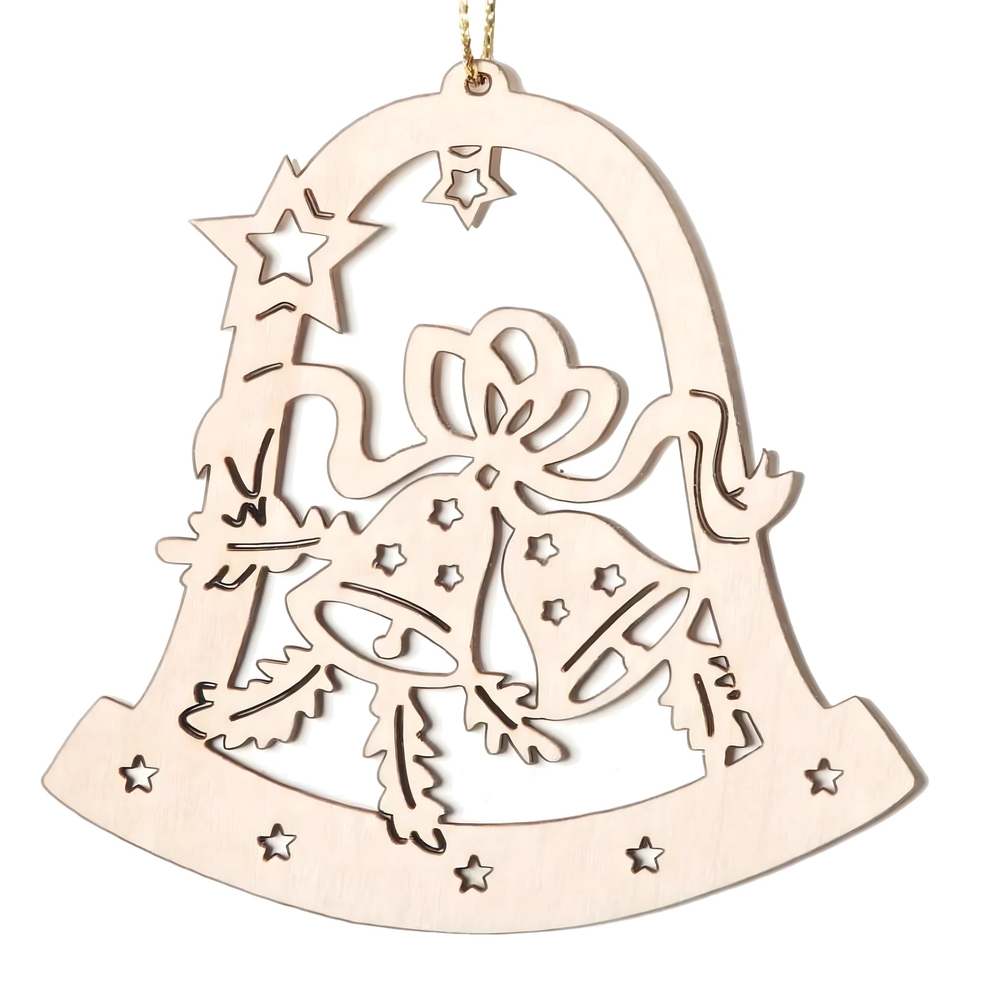 Christmas Decoration Carved Wooden Bell - Alpine Handicraft