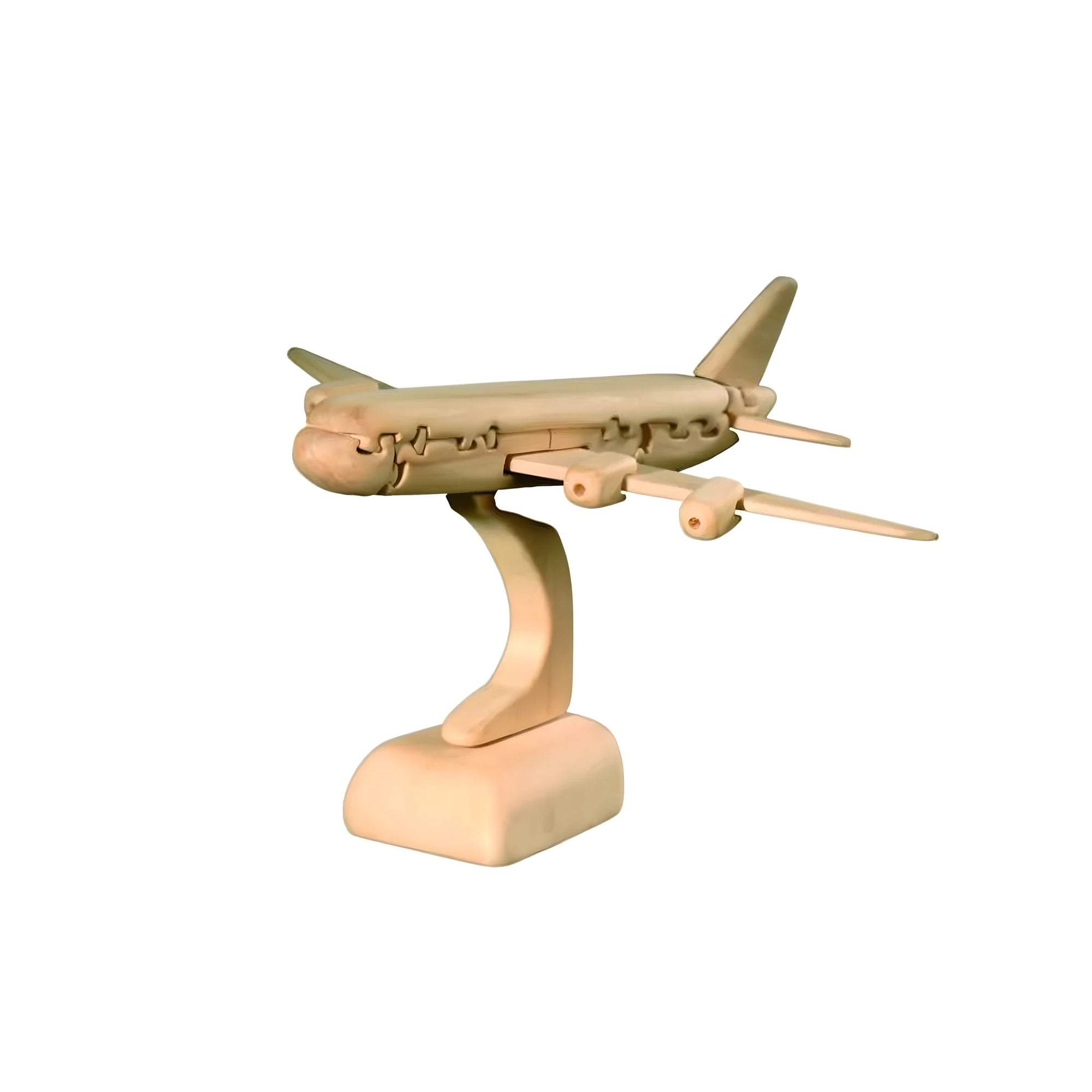 Handmade Wooden Airplane 3D Puzzle | Val Gardena Table Sculpture