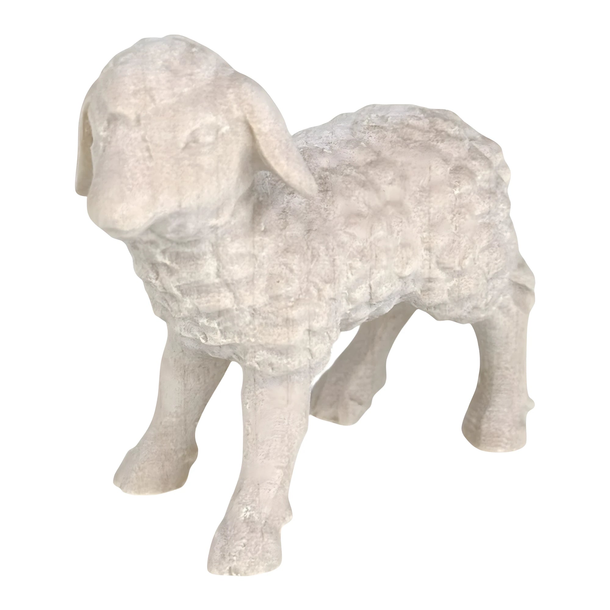 Hand-Carved Maple Woolly Lamb | Val Gardena Handicraft