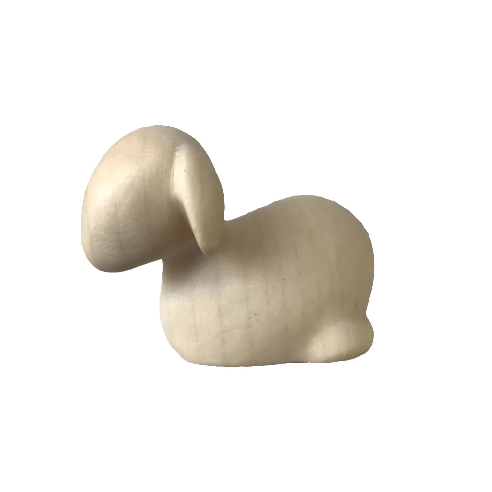 Agnello/Pecora sdraiata in Legno d'Acero Naturale – Presepe Moderno Val Gardena