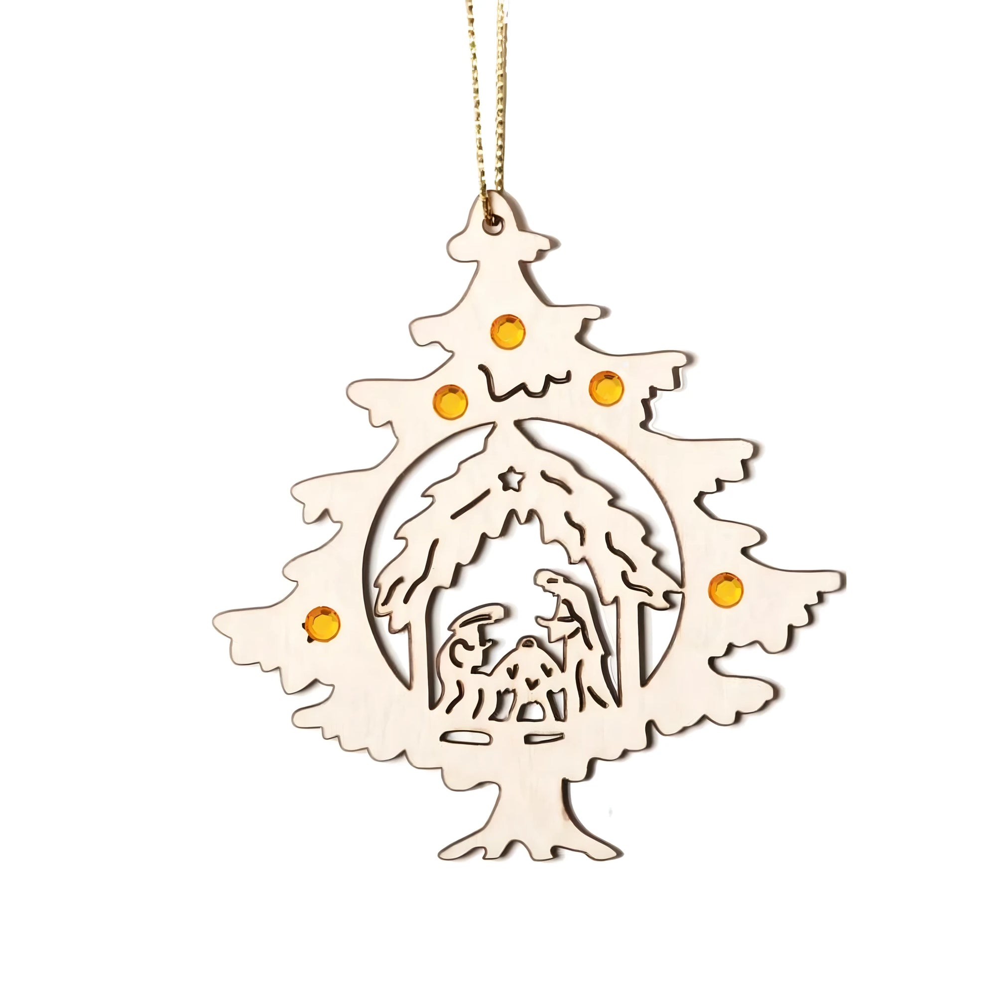 Arbre Décoratif Sculpté : Sainte Famille avec de Précieux Cristaux Swarovski