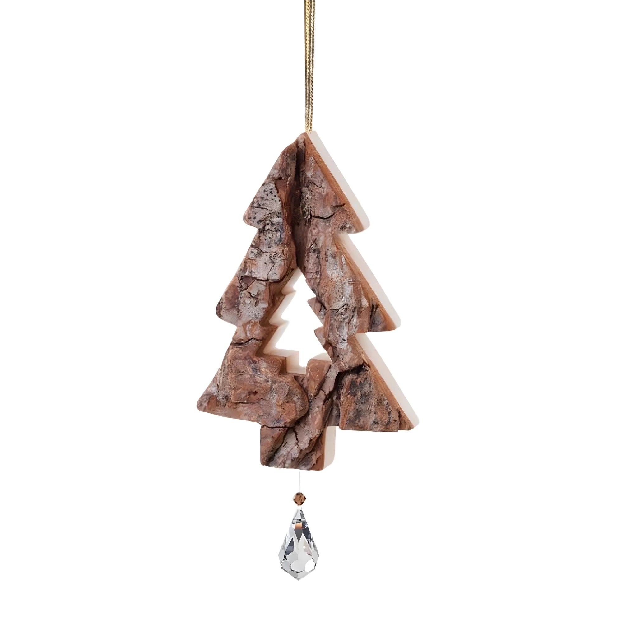 Christmas Tree with Natural Bark and Crystal Details