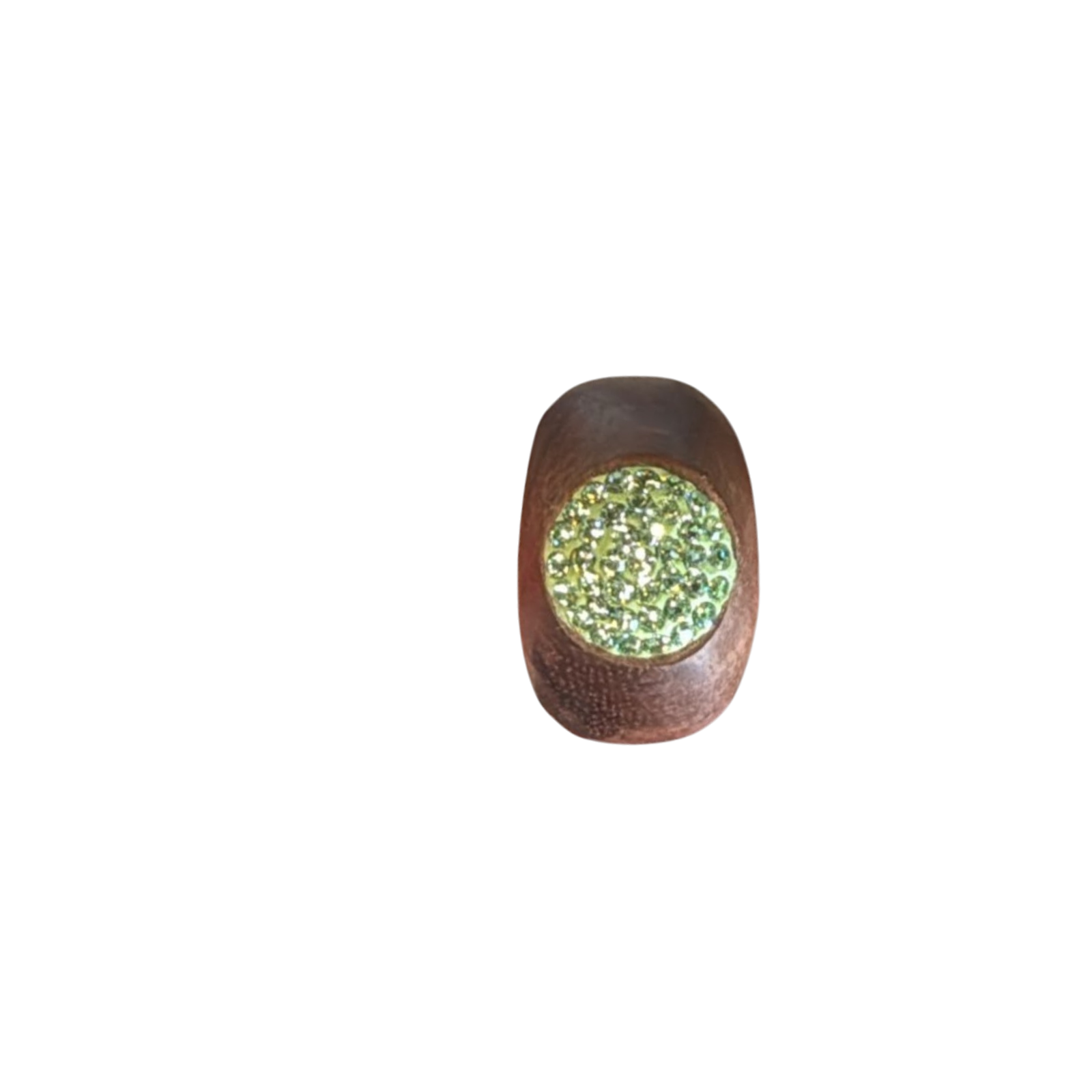Anello-Swarovski-Verde-in-Legno-Pregiato-di-Noce