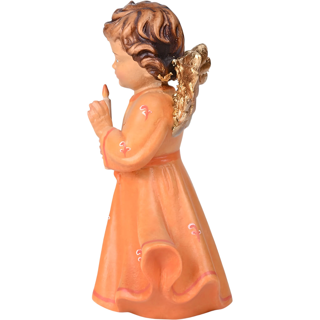 Maple Wood Crafted Angel with Candle, Val Gardena Carving