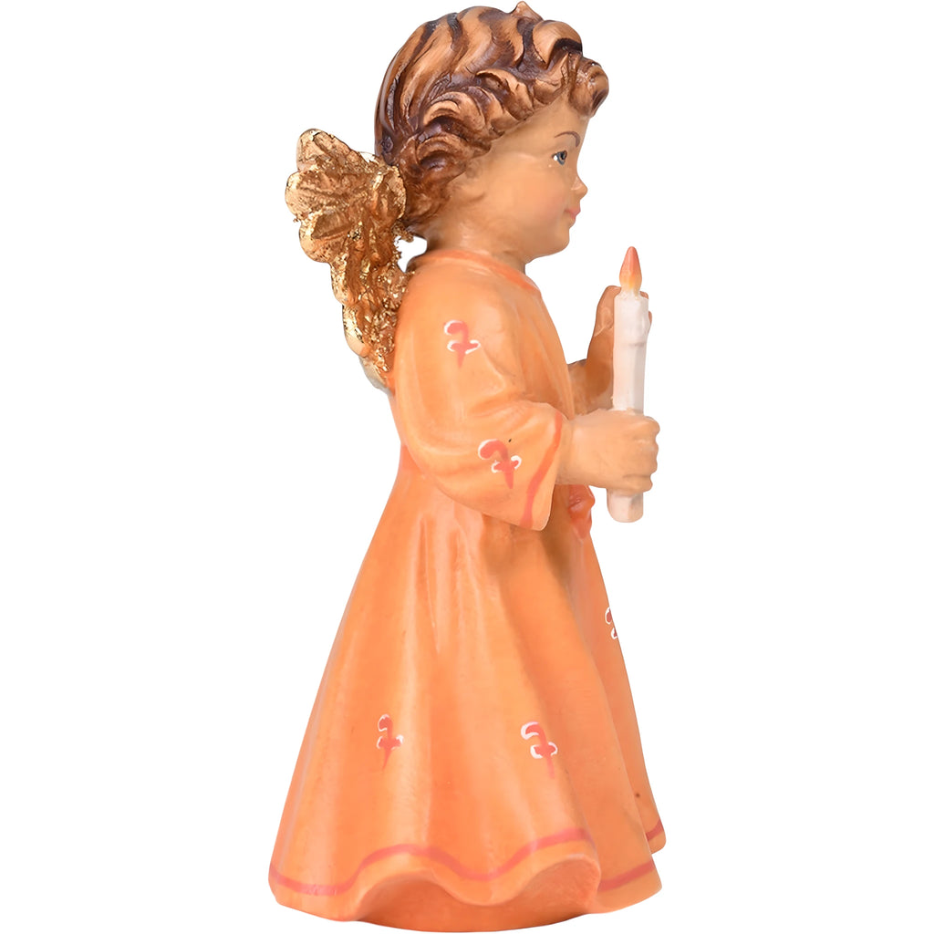 Maple Wood Crafted Angel with Candle, Val Gardena Carving
