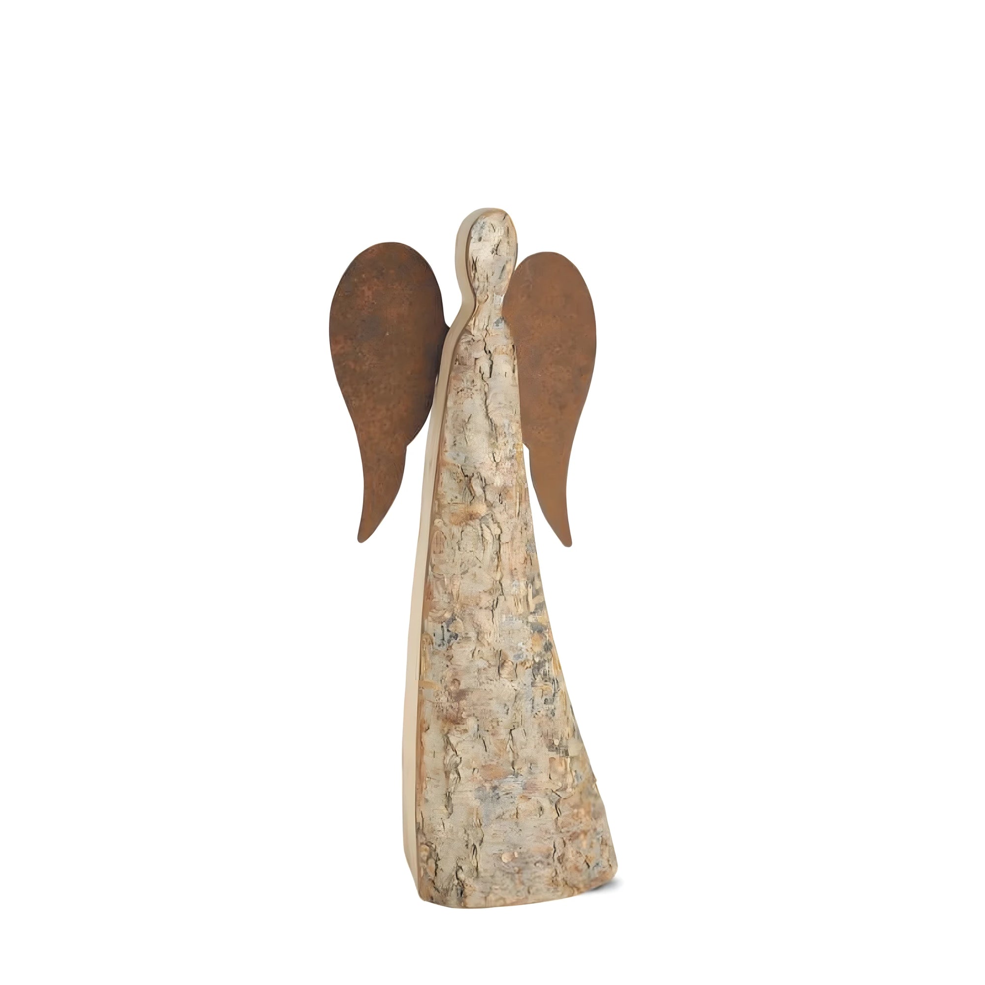 Ange Abstrait en Bois d'Érable Effet Écorce | Sculpture 30 cm Val Gardena