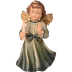 Ange Enfant avec Bougie en Bois d'Érable | Sculpture Artisanale Val Gardena