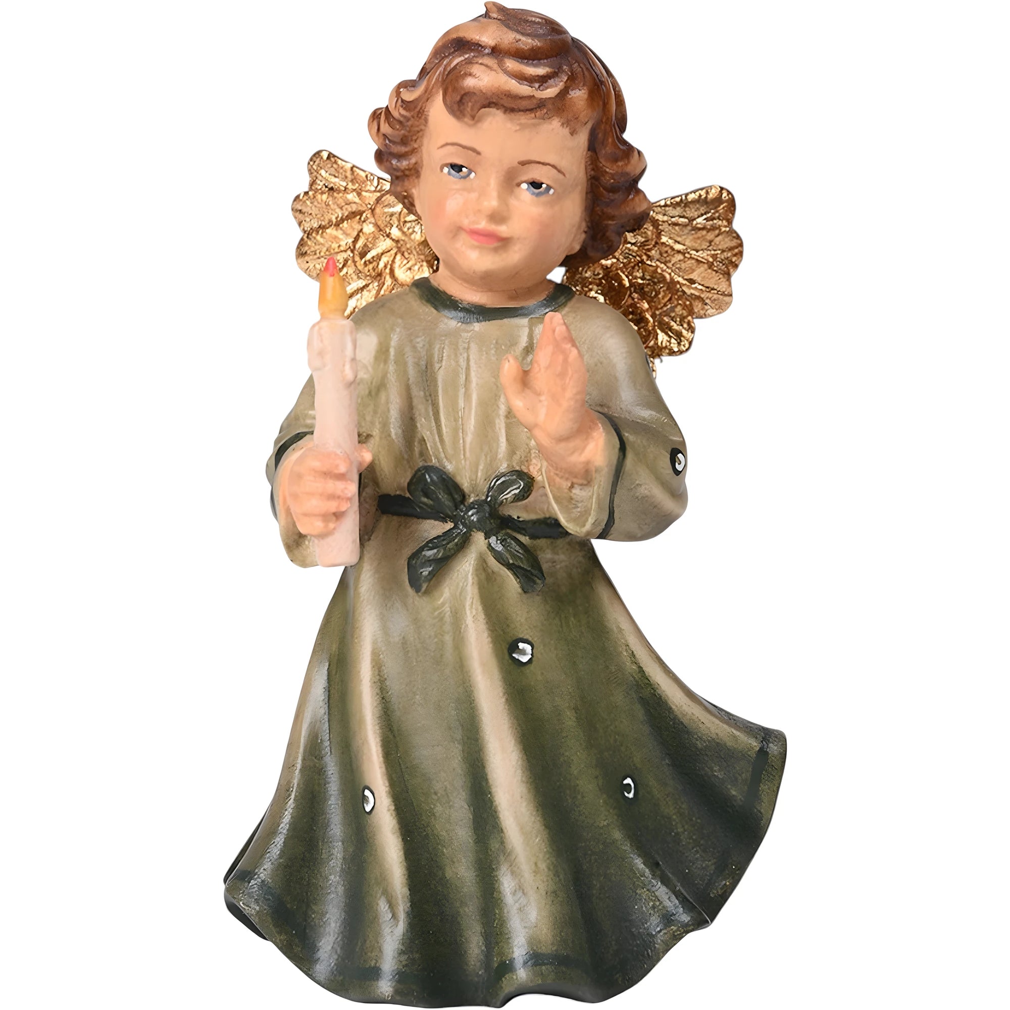 Child Angel with Candle in Maple Wood | Val Gardena Artisan Sculpture