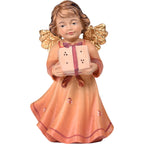 Maple Wood Cherub Angel with Gift | Hand-Painted Sculpture