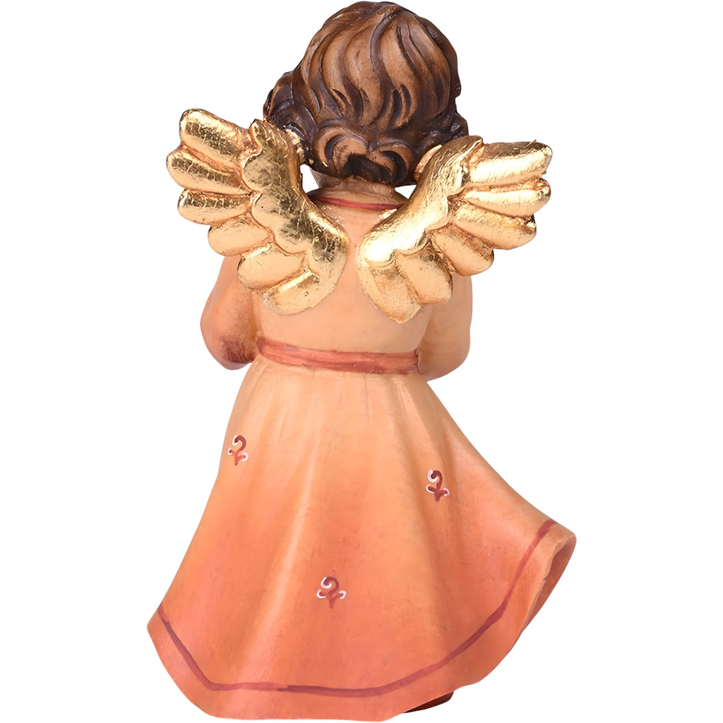 Maple Wood Cherub Angel with Gift | Hand-Painted Sculpture