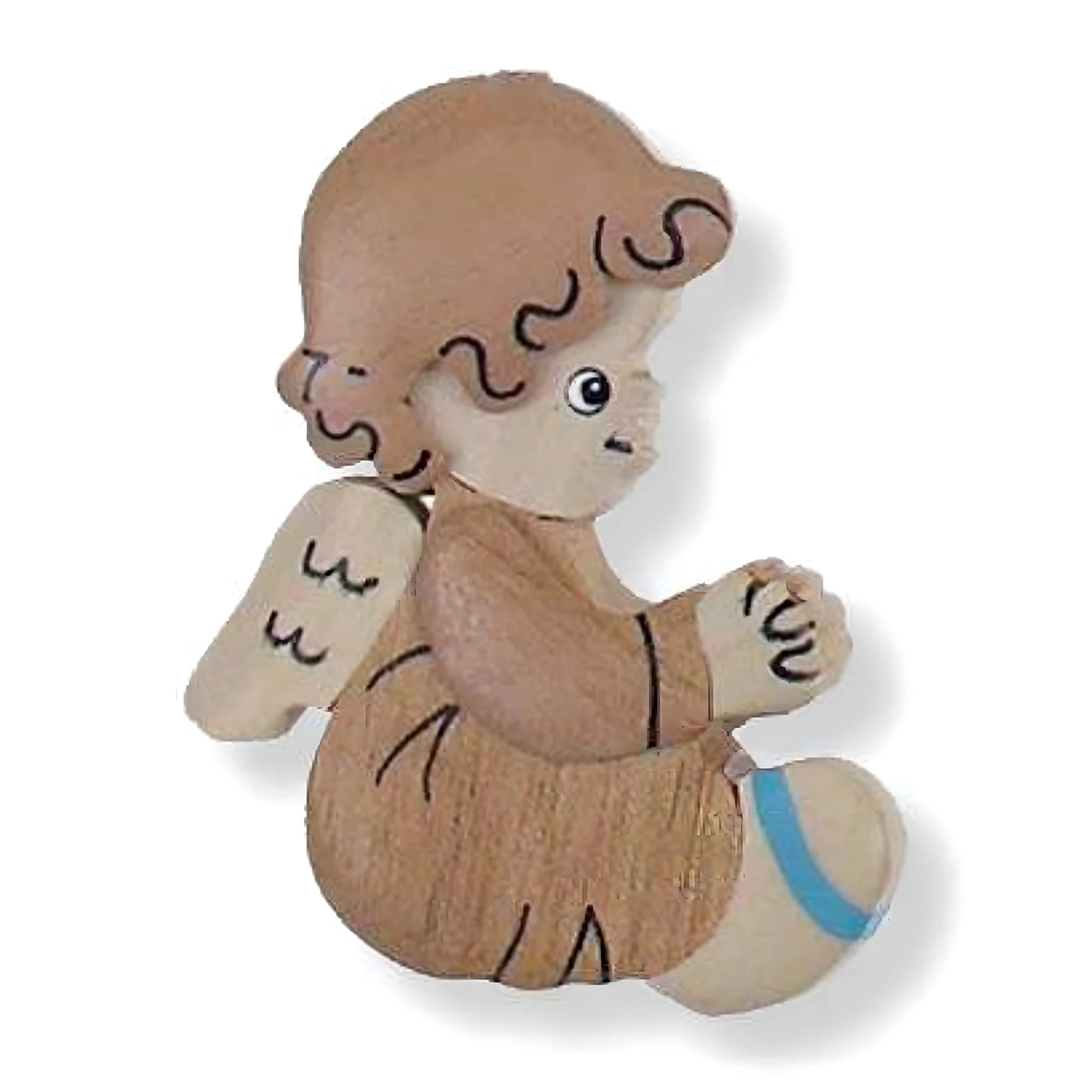 Petit ange gardien assis en bois – Idée cadeau, artisanat de Val Gardena | Dolfi