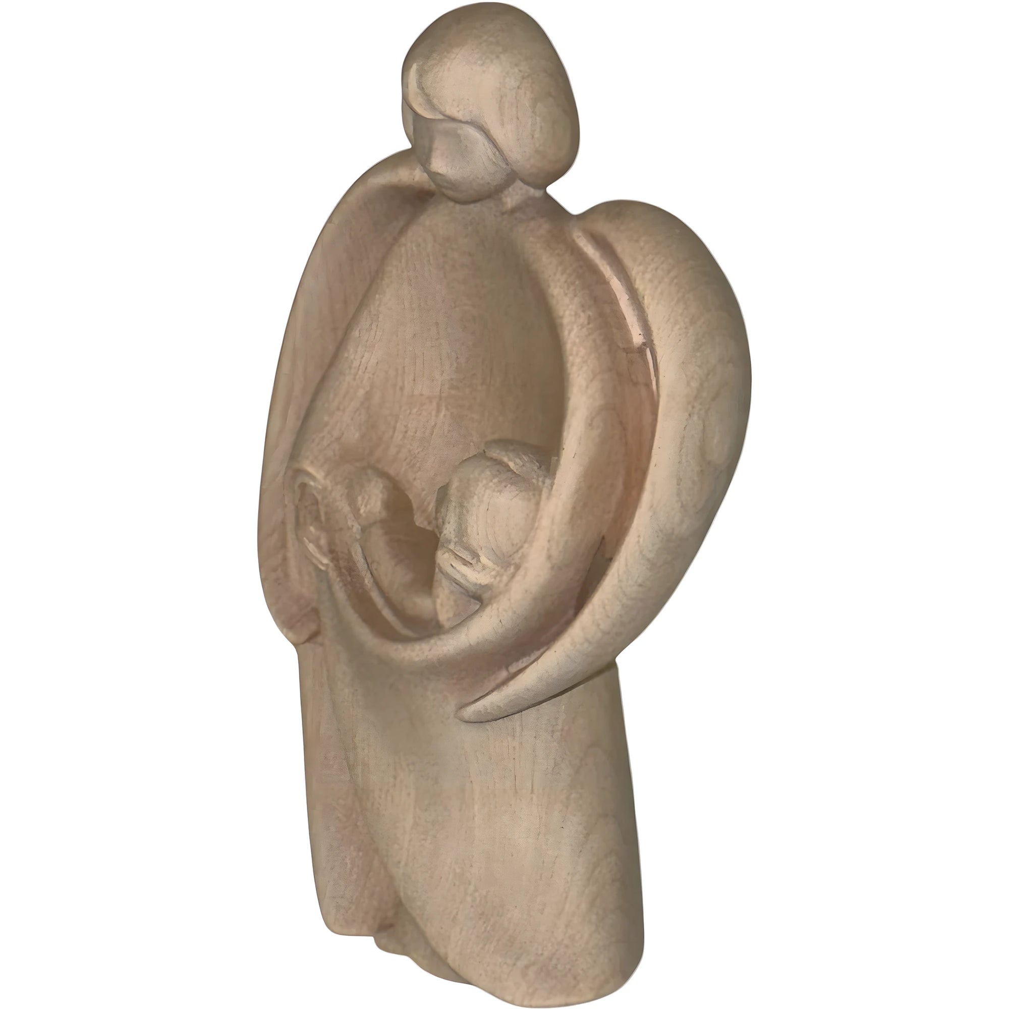 Guardian Angel Cradling Baby in Maple Wood from Val Gardena