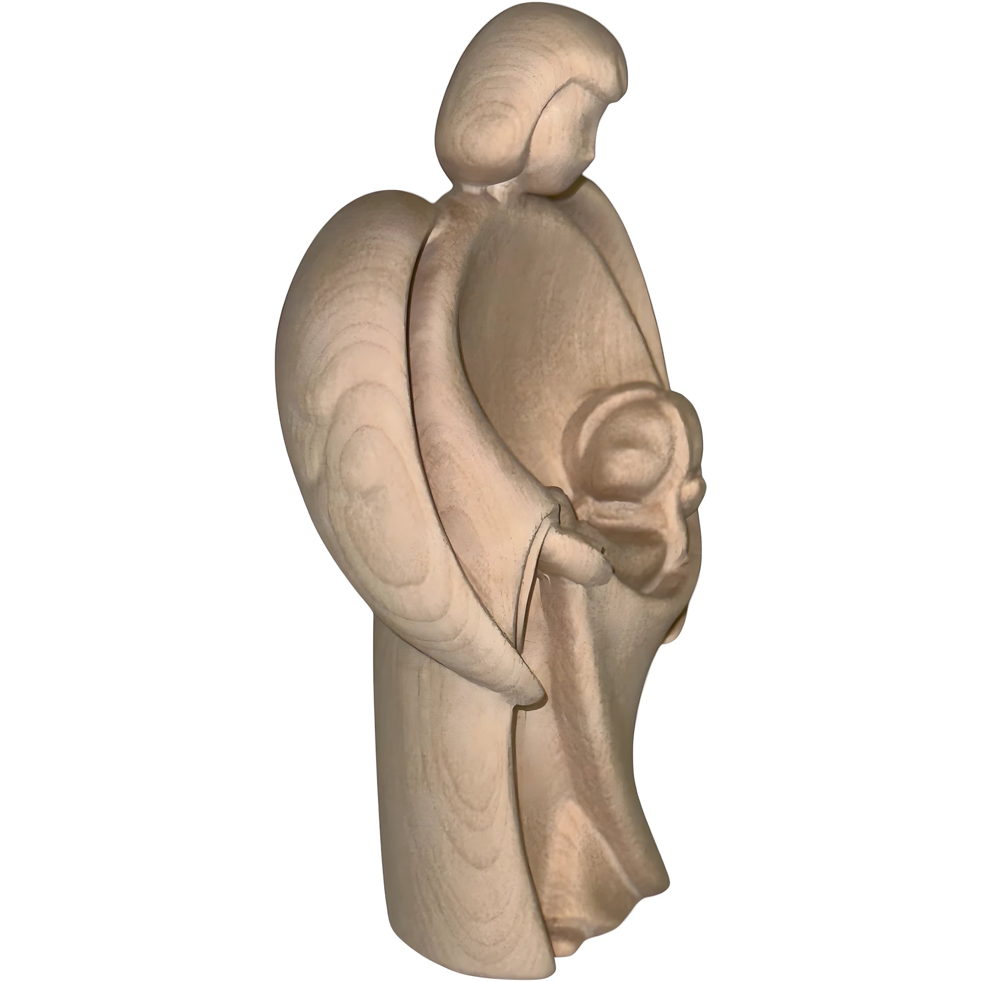 Guardian Angel Cradling Baby in Maple Wood from Val Gardena