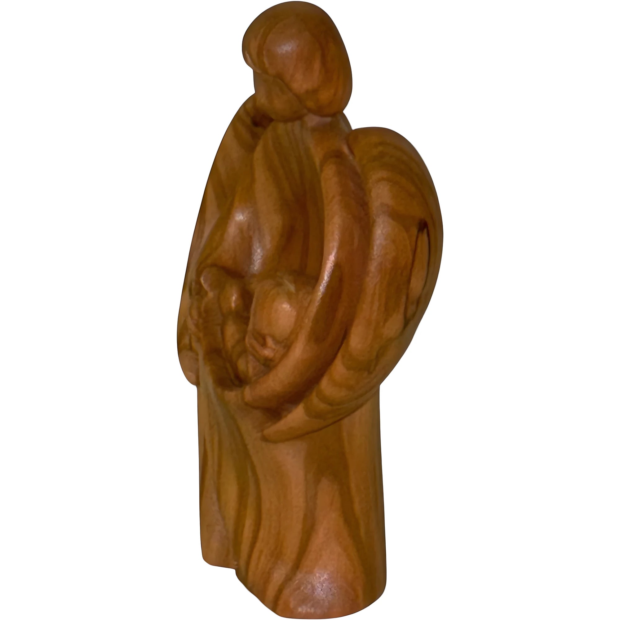 Guardian Angel Cradling Baby in Maple Wood from Val Gardena