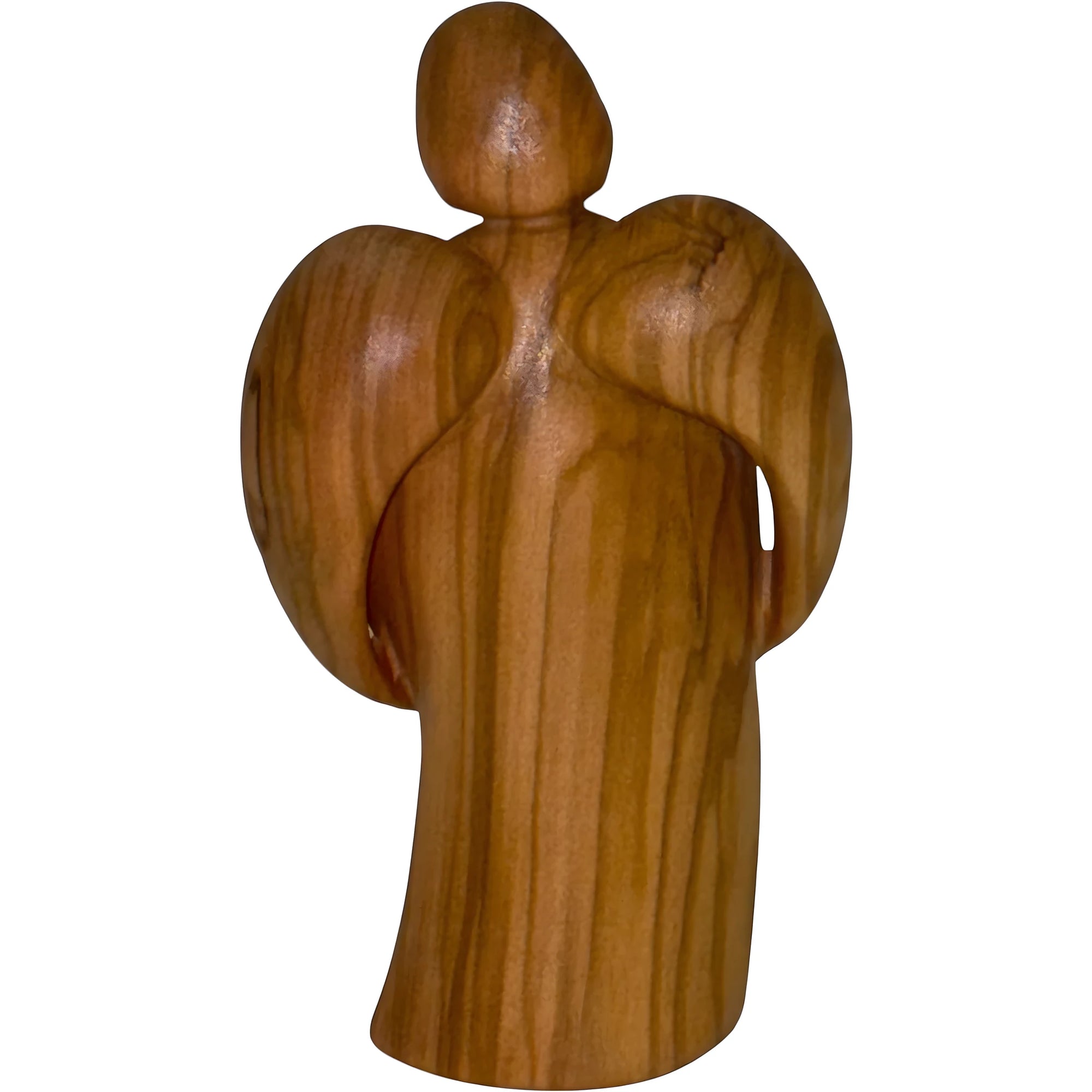 Guardian Angel Cradling Baby in Maple Wood from Val Gardena