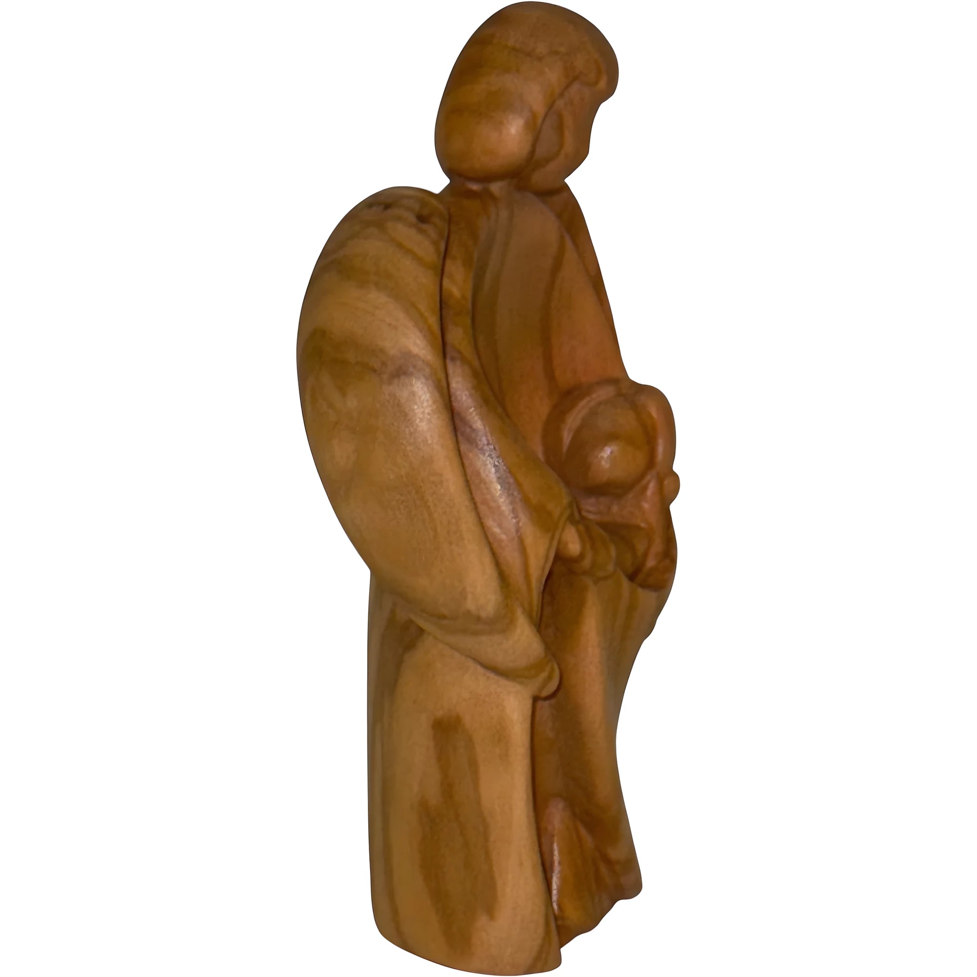 Guardian Angel Cradling Baby in Maple Wood from Val Gardena