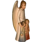 Angelo Custode con Bambini: Scultura in Legno d'Acero della Val Gardena
