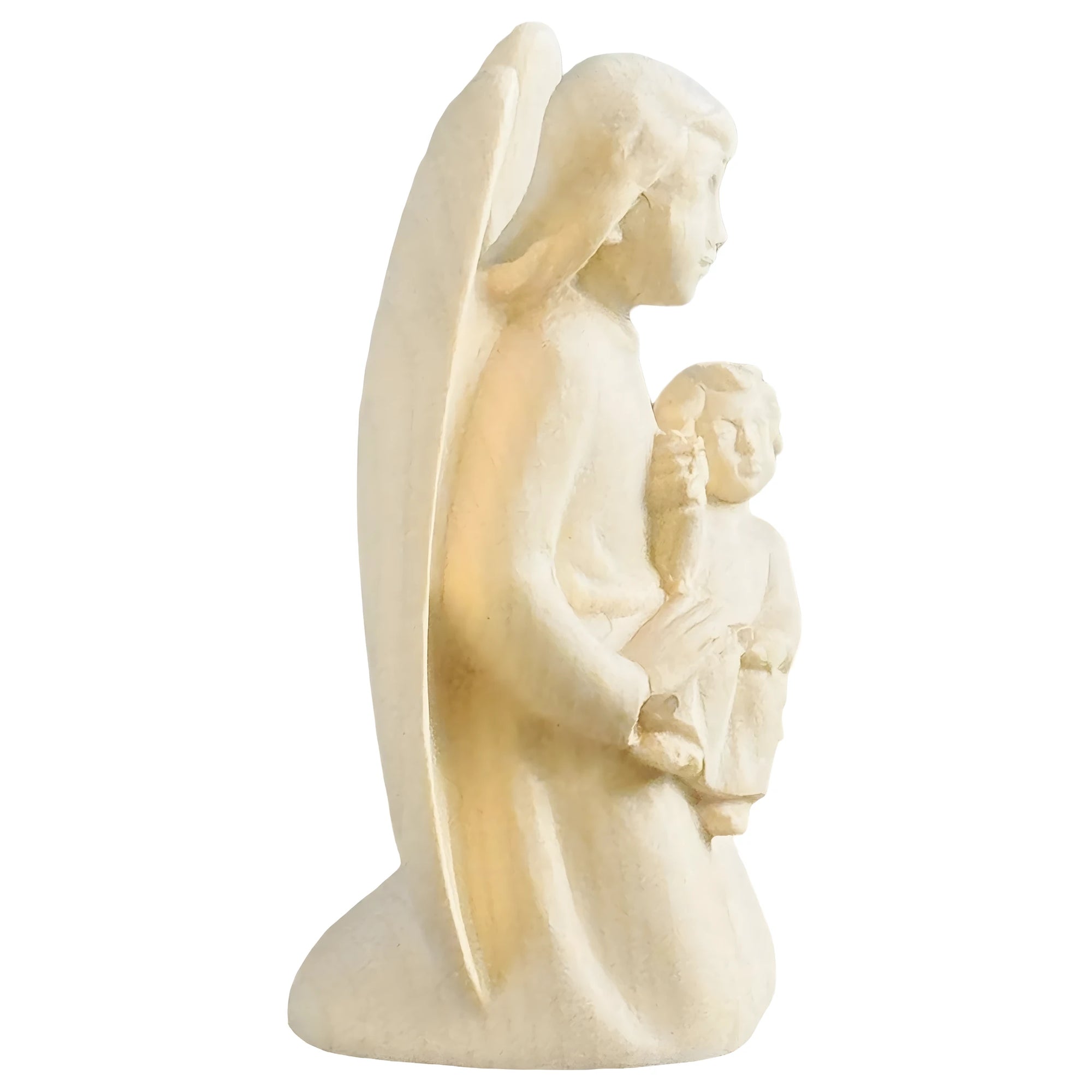 Guardian Angel with Child Hand-carved in Maple Wood