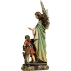 Guardian Angel and Children on the Bridge, Hand-Painted Sculpture Val Gardena