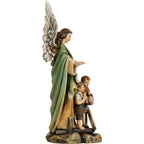 Guardian Angel and Children on the Bridge, Hand-Painted Sculpture Val Gardena