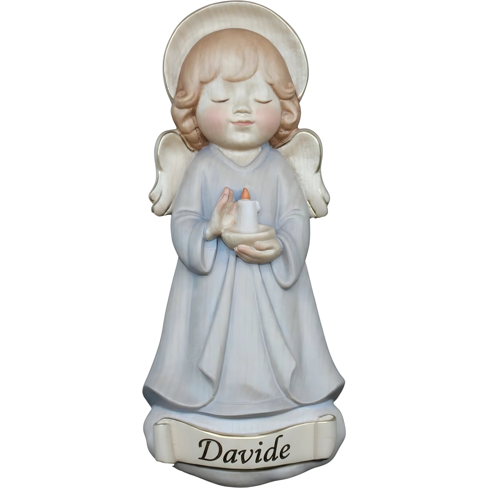 Guardian Angel in Maple Wood Personalized with Name | Val Gardena Sculpture