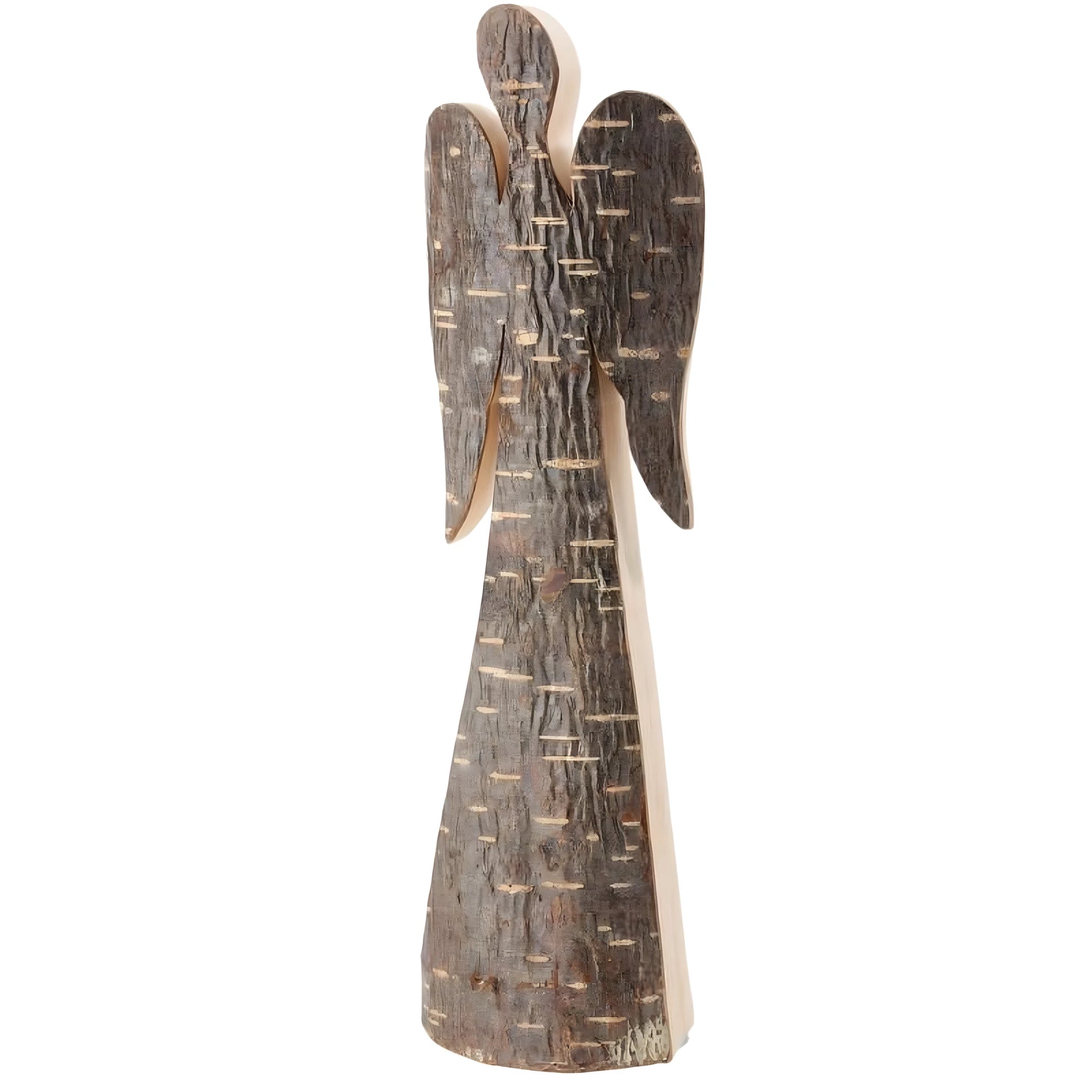 Angelo Minimalista con Corteccia Naturale, Scultura in Legno di Pino Val Gardena