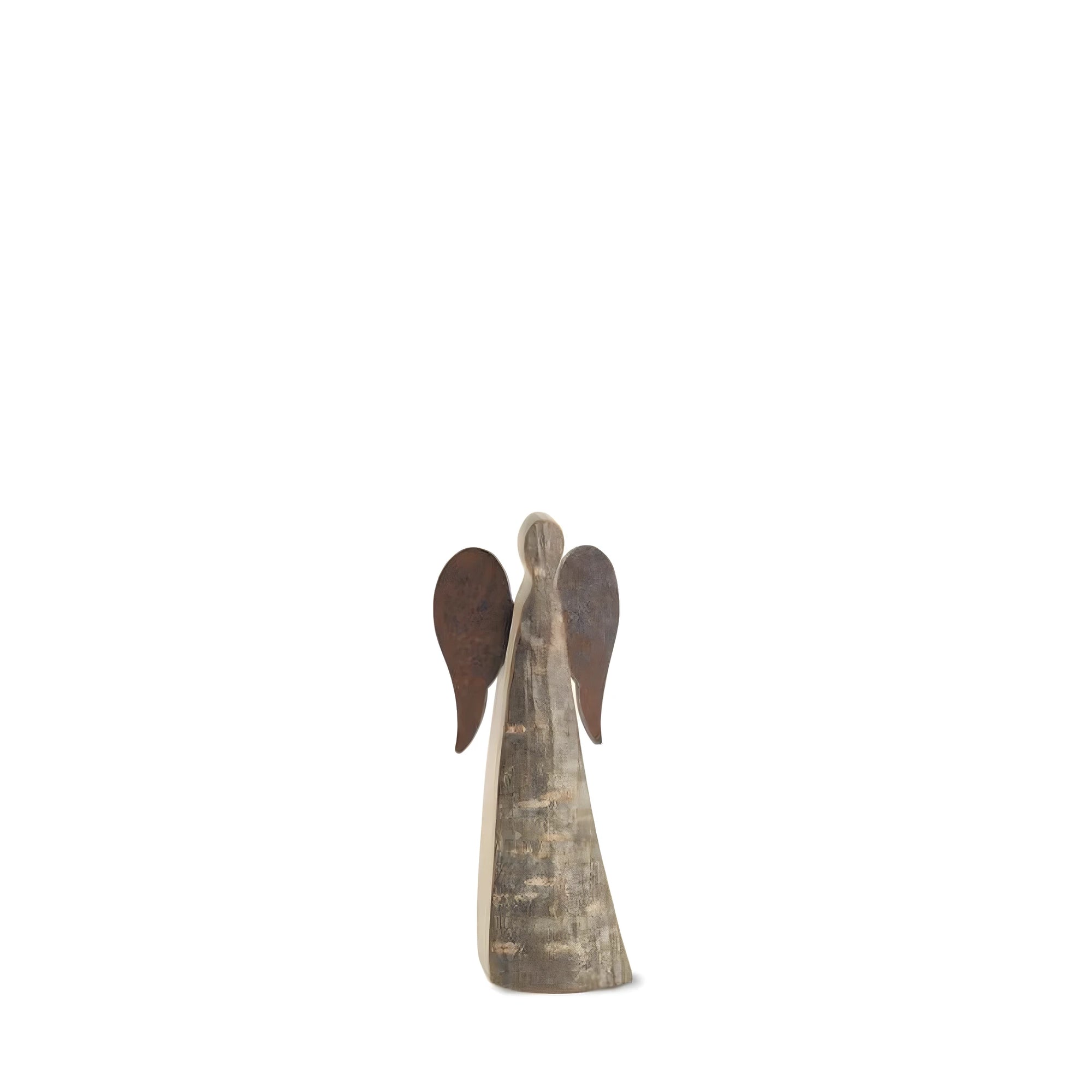 Ange Moderne en bois d'érable avec ailes en métal bruni | Sculpture Val Gardena