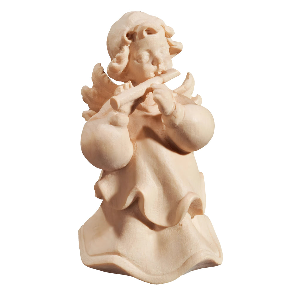 Angelo Musicista con Flauto: Scultura in Legno d'Acero della Val Gardena