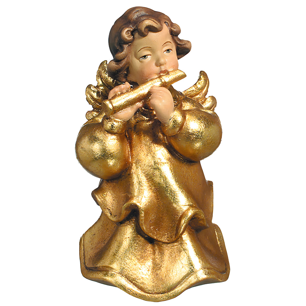 Angelo Musicista con Flauto: Scultura in Legno d'Acero della Val Gardena