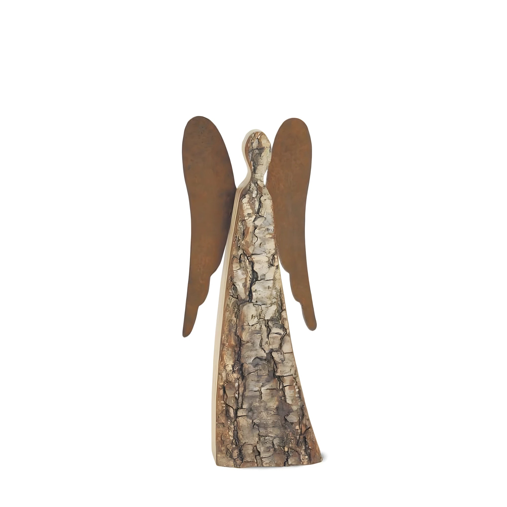 Ange Sculpture Abstraite en Bois d'Érable et Écorce Naturelle, 30 cm