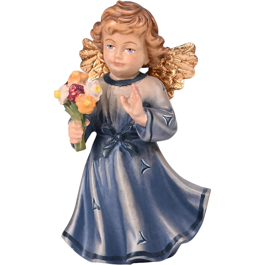 Ange Serein en Robe Bleue, Sculpture Artistique en Bois d'Érable