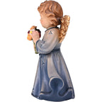 Ange Serein en Robe Bleue, Sculpture Artistique en Bois d'Érable