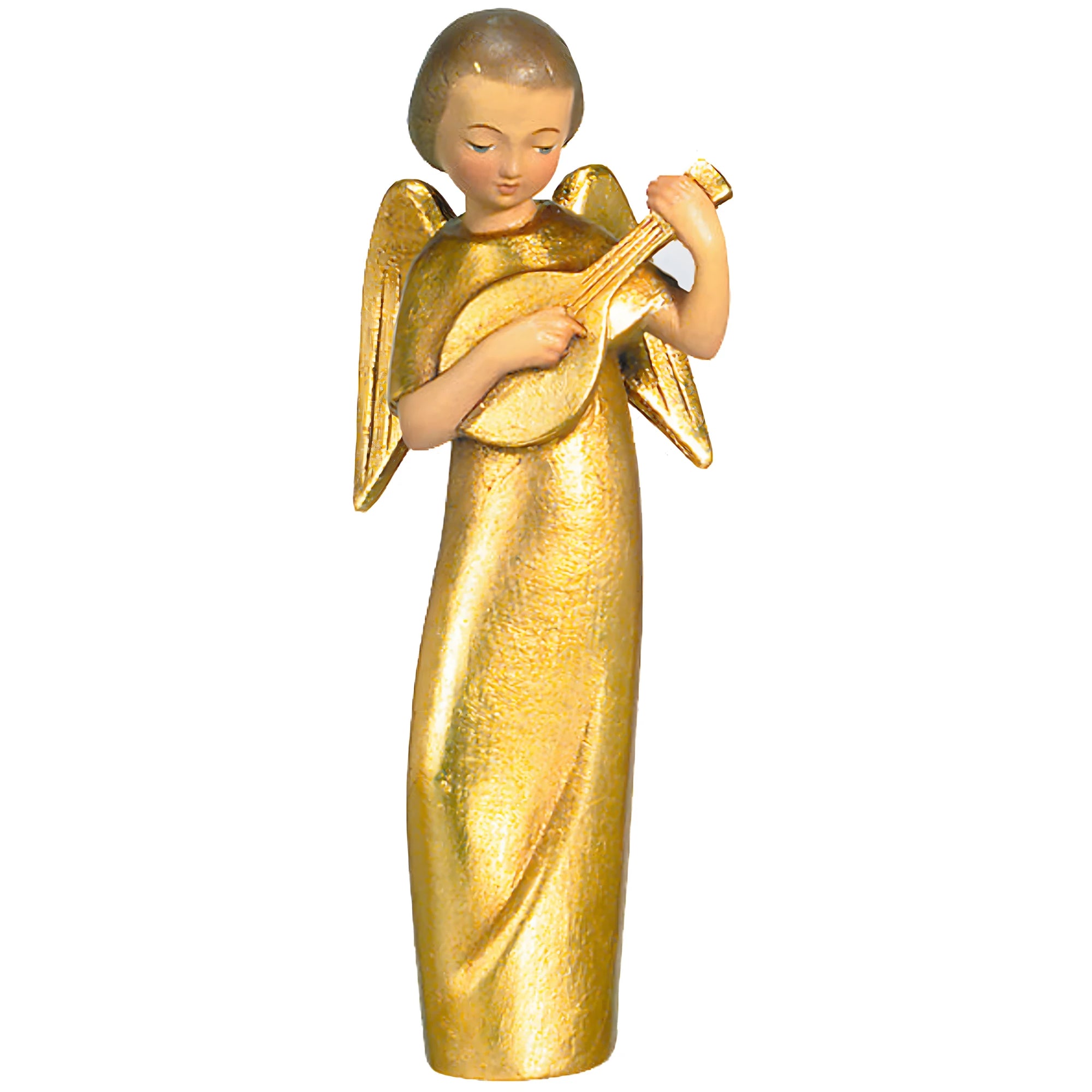 Stylized Angel Lute Player in Val Gardena Wood