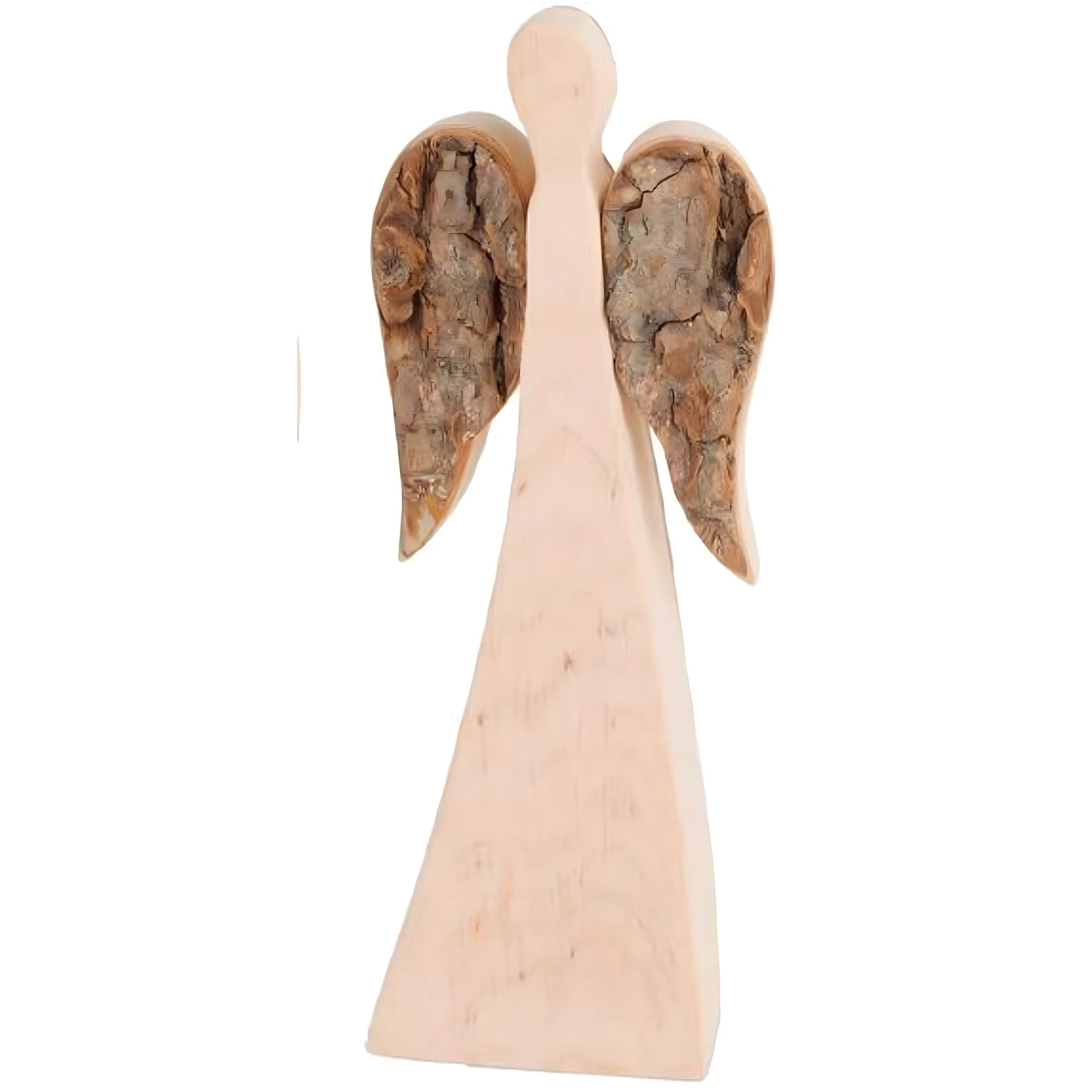 Angelo Stilizzato con Ali in Corteccia – Scultura in Legno d'Acero Val Gardena