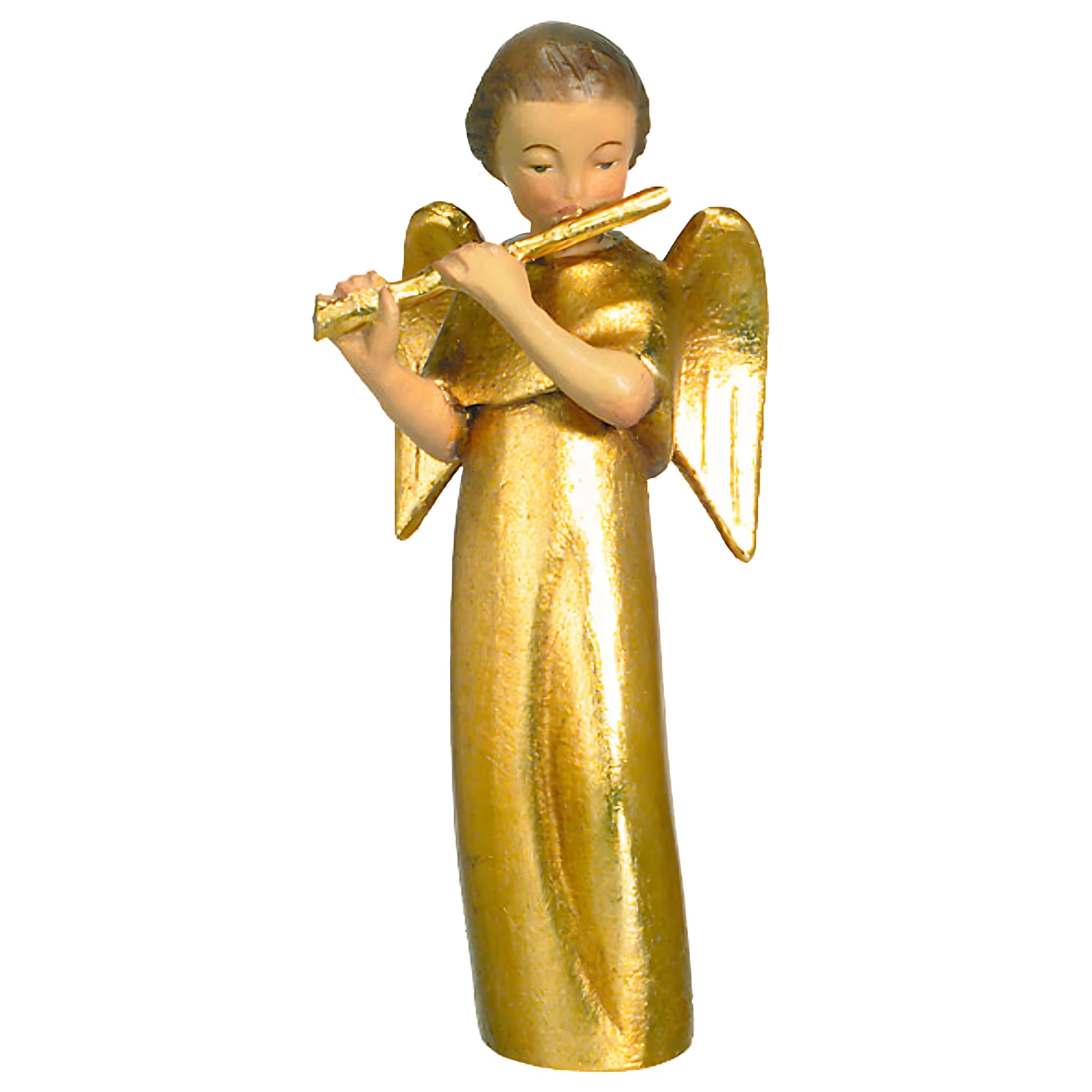 Stylized Angel with Flute, Maple Wood Sculpture Val Gardena