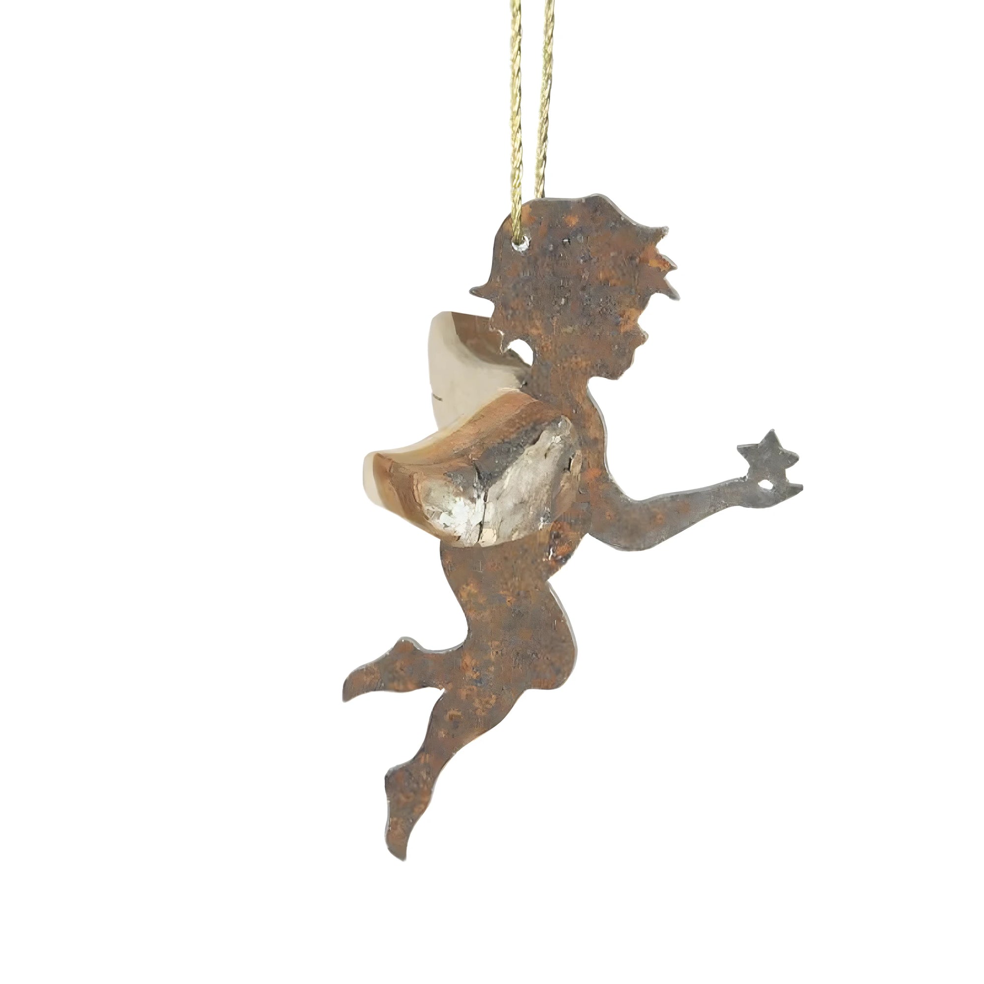 Ange Volant Artisanat avec Ailes en Bois et Écorce Naturelle 6,5 cm