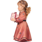 Angel with Christmas Gift in Maple Wood | Handcrafted Sculpture Val Gardena