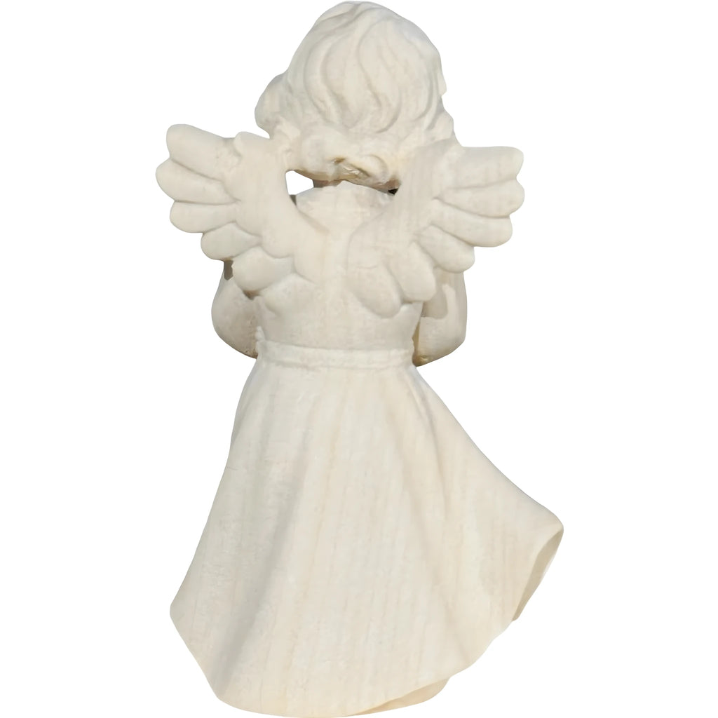 Angelo della Tenerezza con Cuore - Scultura in Legno Naturale Val Gardena