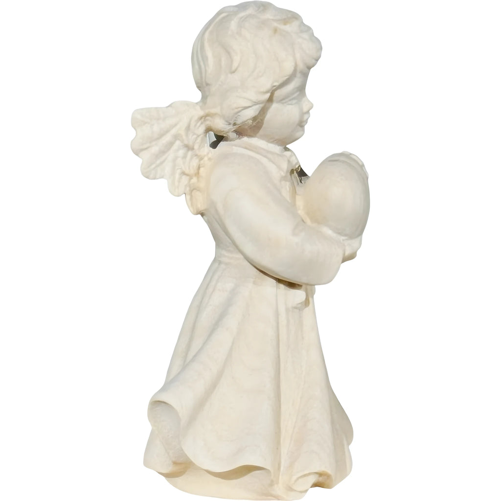 Angelo della Tenerezza con Cuore - Scultura in Legno Naturale Val Gardena