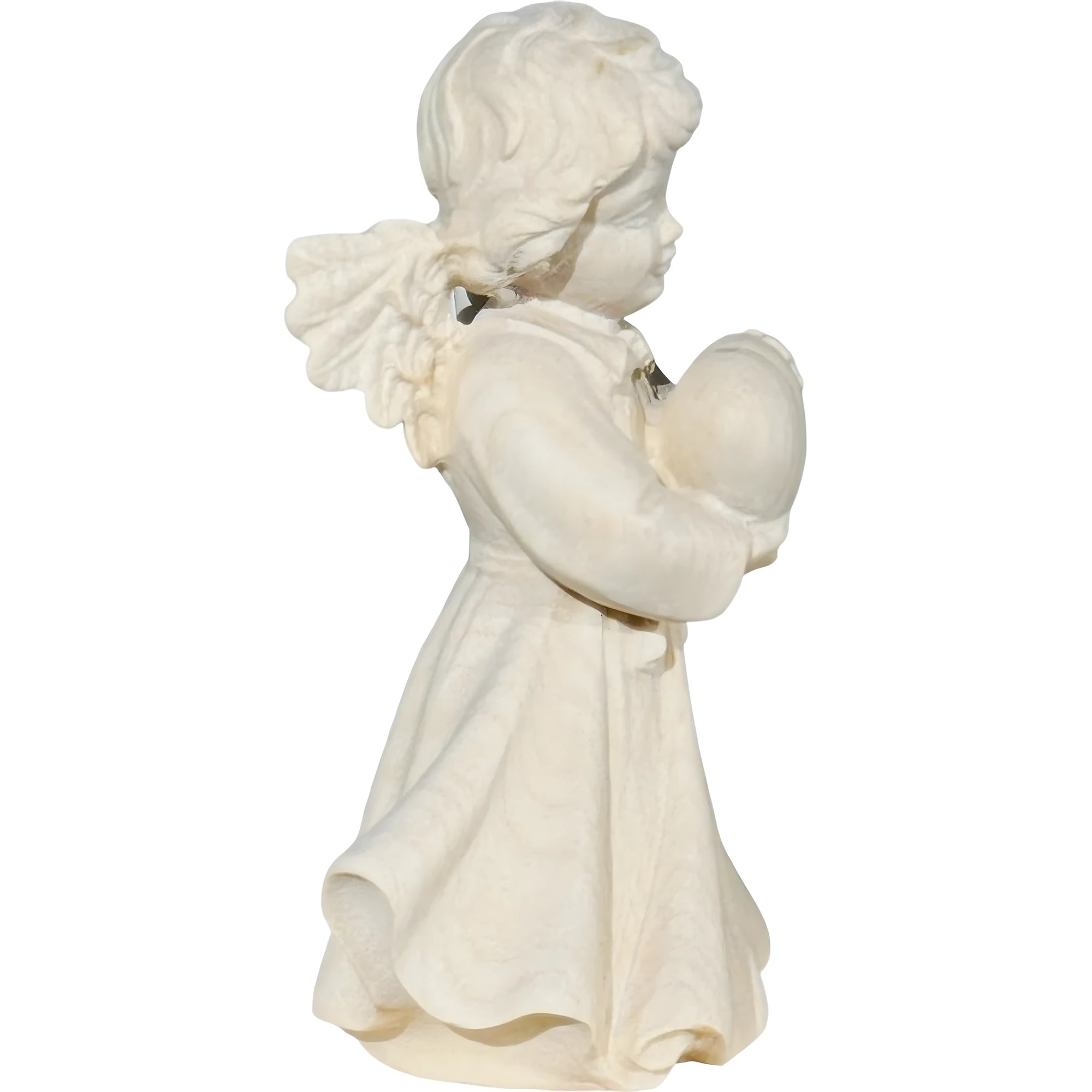 Angelo della Tenerezza con Cuore - Scultura in Legno Naturale Val Gardena