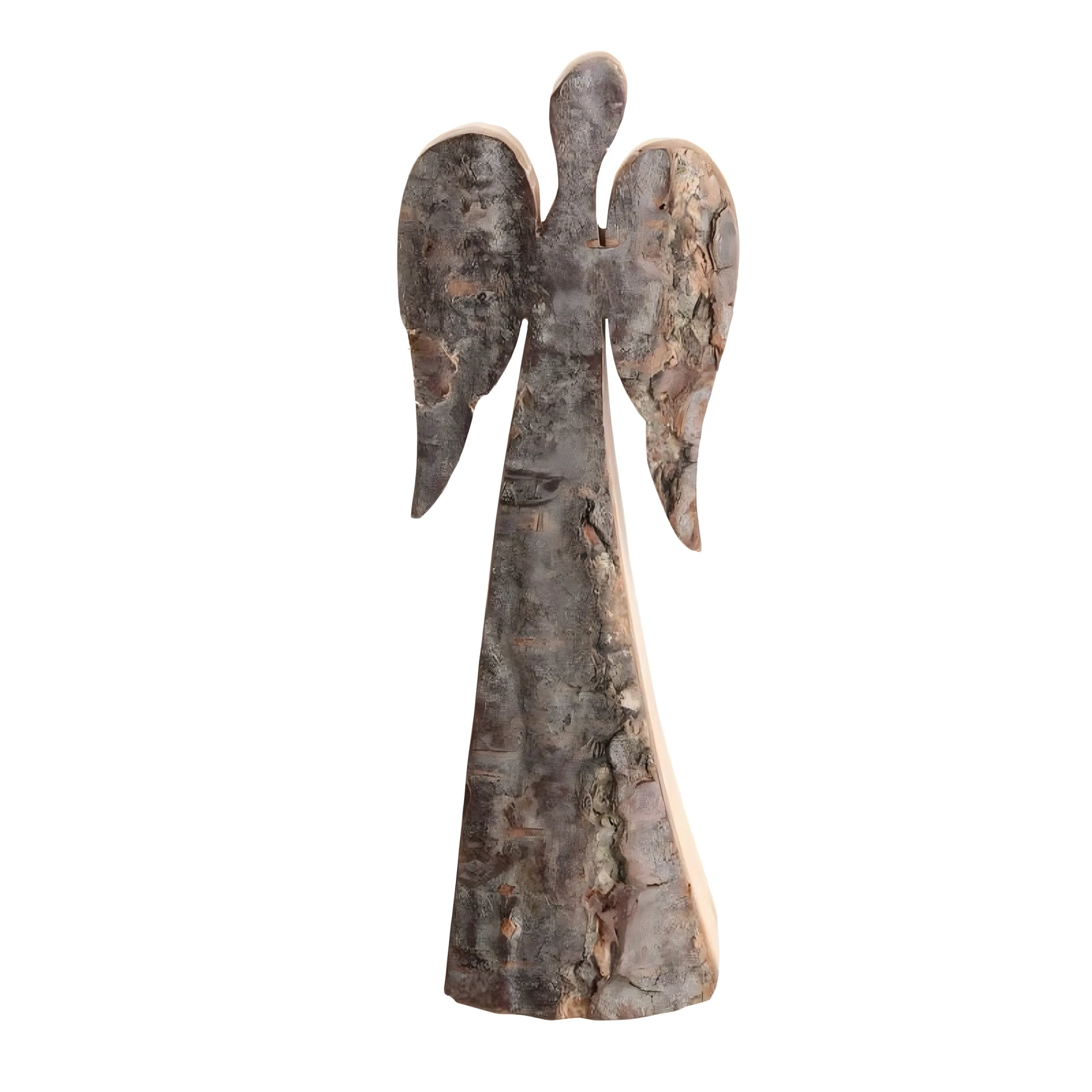 Angelo in Legno Rustico e Corteccia Naturale - Artigianato Val Gardena 12 cm