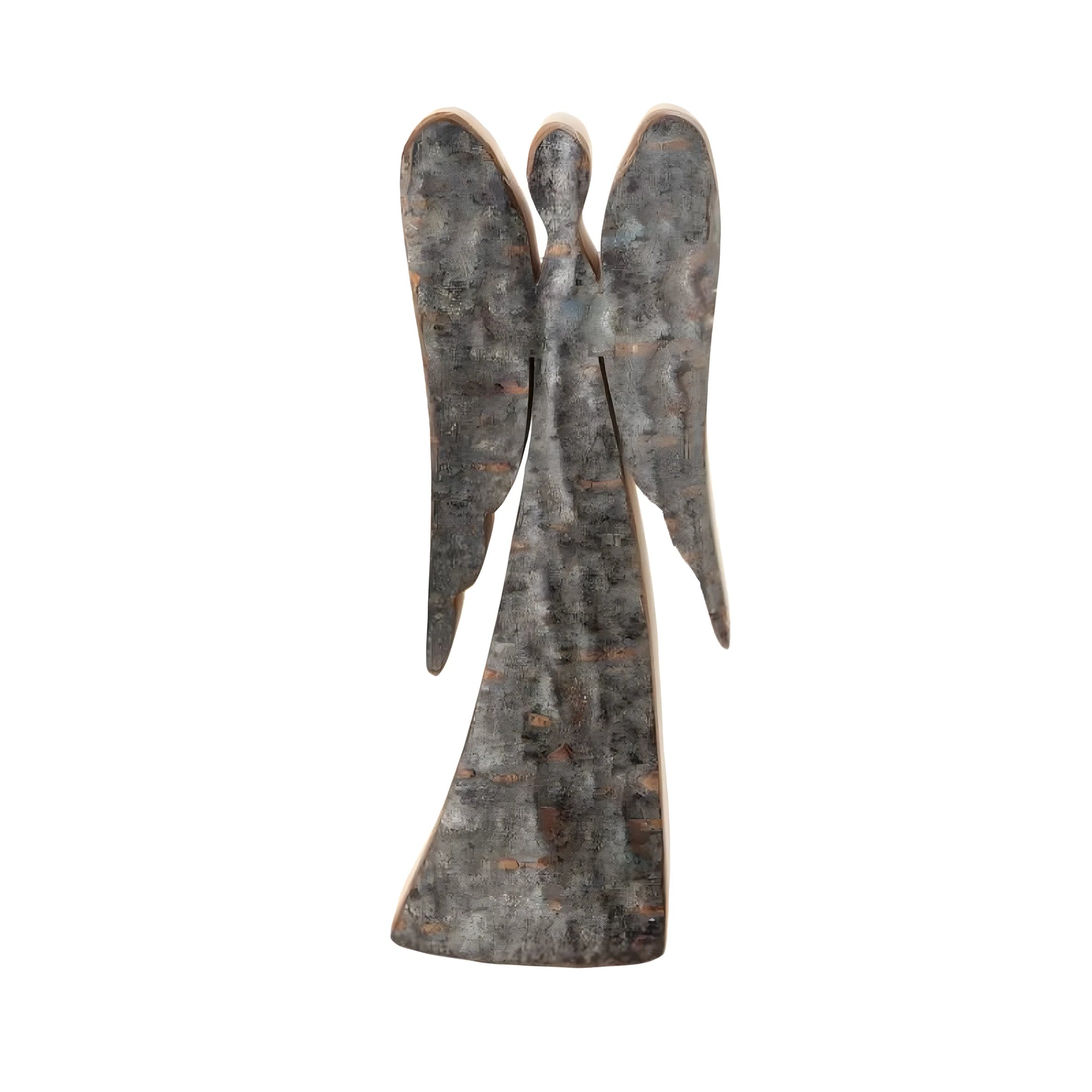 Angelo in Legno d'Acero Effetto Corteccia | Scultura Stilizzata 9 cm