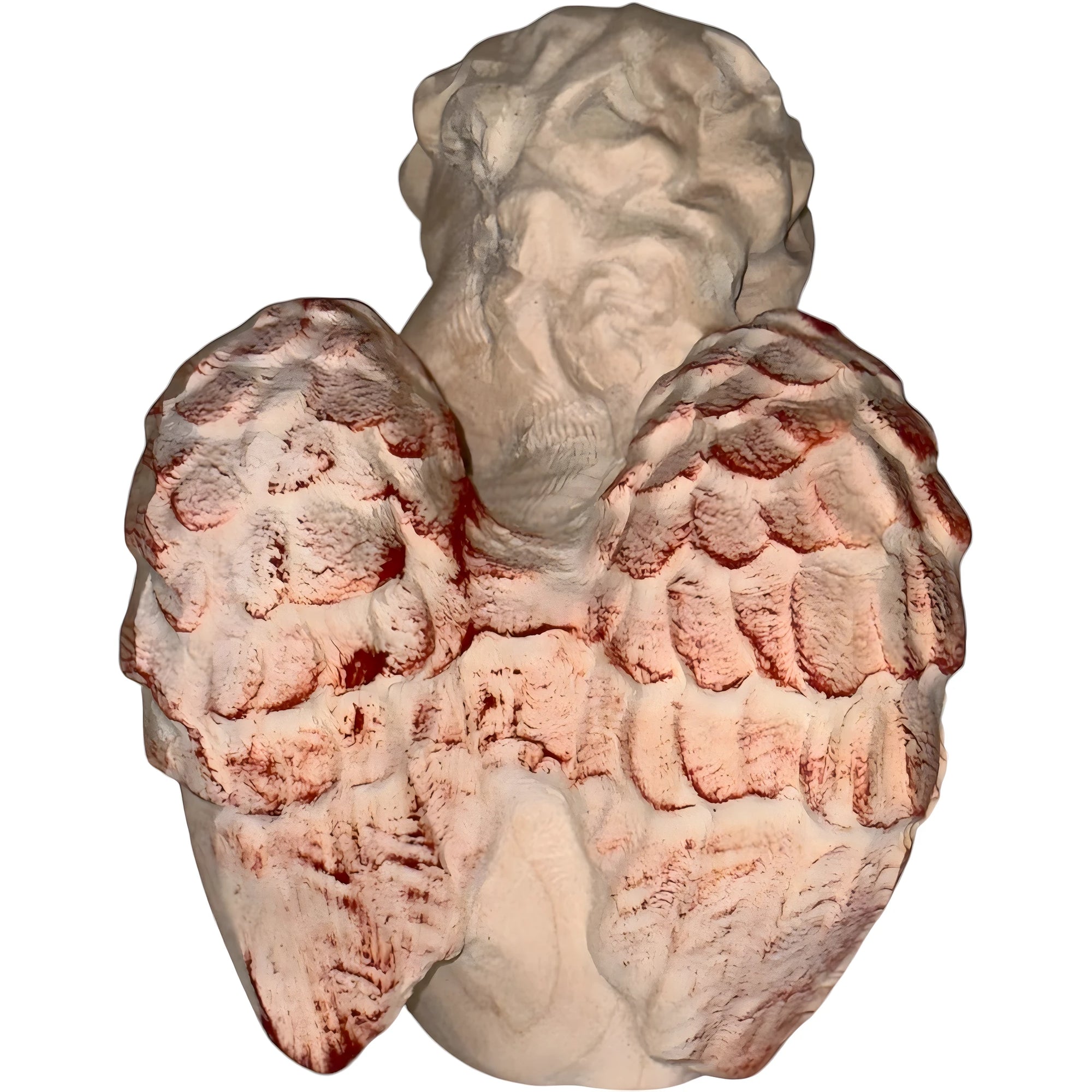 Angelo in Legno d'Acero Fatto a Mano: Putto Alato in Posa Contemplativa