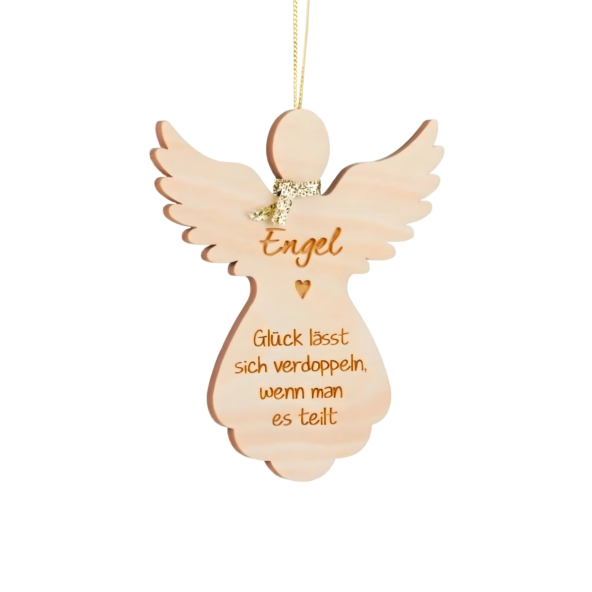Wooden Angel to Hang with Engraving - Val Gardena Craftsmanship