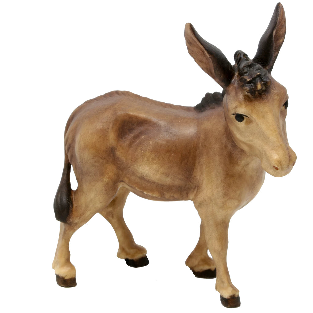 Âne de la Crèche en Bois d'Érable - Figurine Artisanale Val Gardena