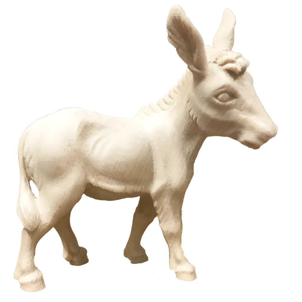 Âne de la Crèche en Bois d'Érable - Figurine Artisanale Val Gardena