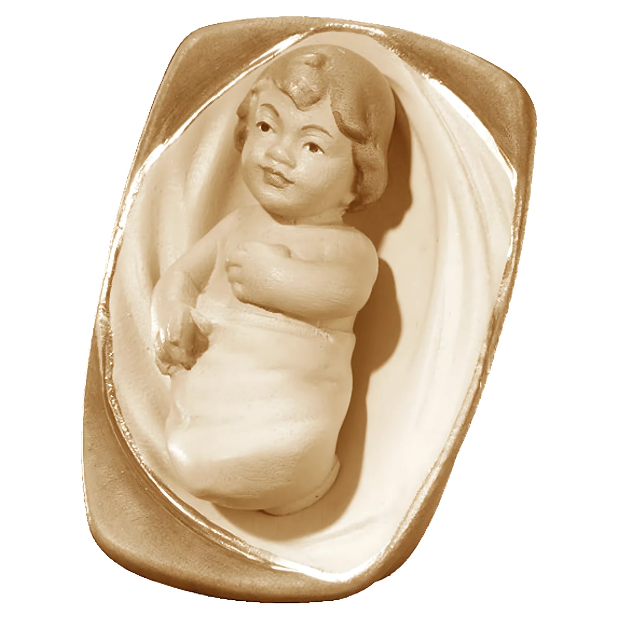 Baby Jesus in Crib Carved in Maple Wood | Val Gardena